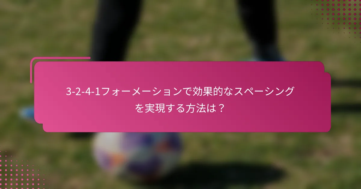 3-2-4-1フォーメーションで効果的なスペーシングを実現する方法は？