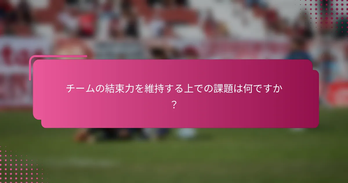 チームの結束力を維持する上での課題は何ですか?