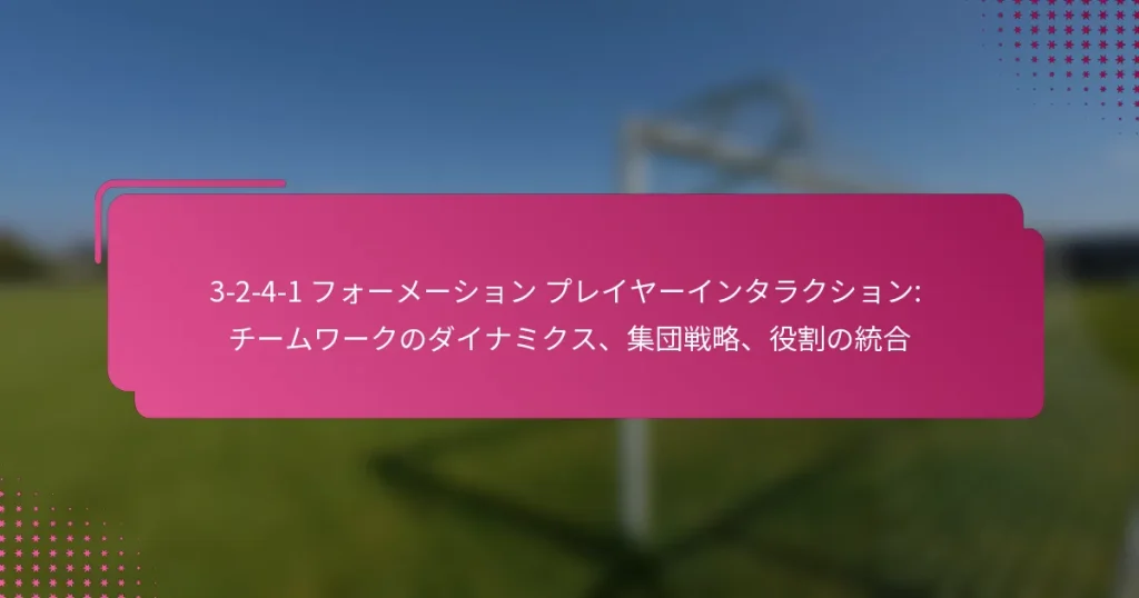3-2-4-1 フォーメーション プレイヤーインタラクション: チームワークのダイナミクス、集団戦略、役割の統合