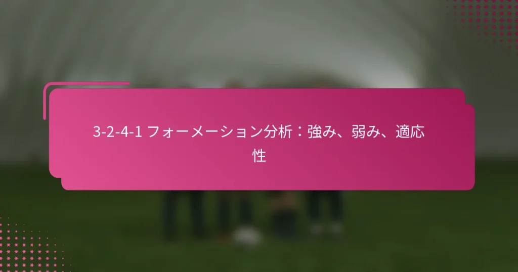 3-2-4-1 フォーメーション分析：強み、弱み、適応性