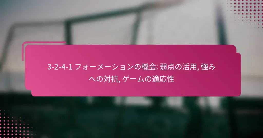 3-2-4-1 フォーメーションの機会: 弱点の活用, 強みへの対抗, ゲームの適応性