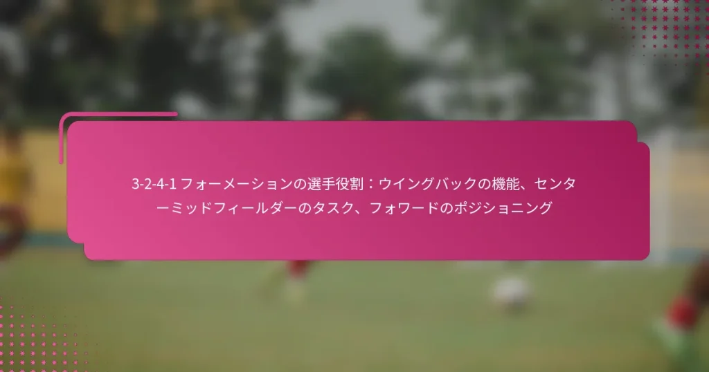 3-2-4-1 フォーメーションの選手役割:ウイングバックの機能、センターミッドフィールダーのタスク、フォワードのポジショニング