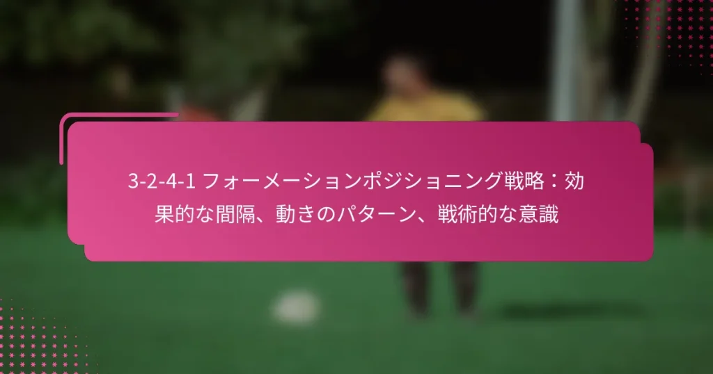 3-2-4-1 フォーメーションポジショニング戦略：効果的な間隔、動きのパターン、戦術的な意識
