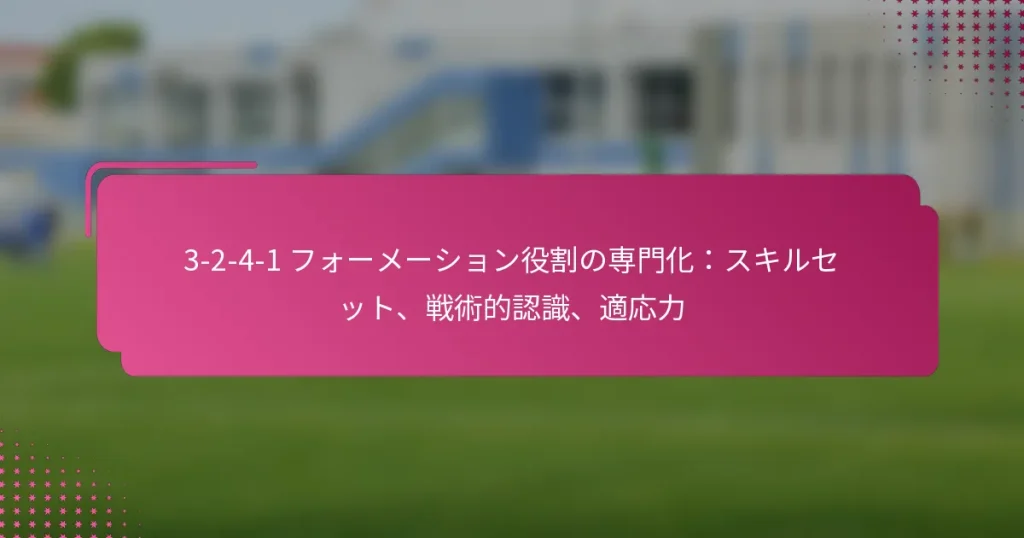 3-2-4-1 フォーメーション役割の専門化：スキルセット、戦術的認識、適応力