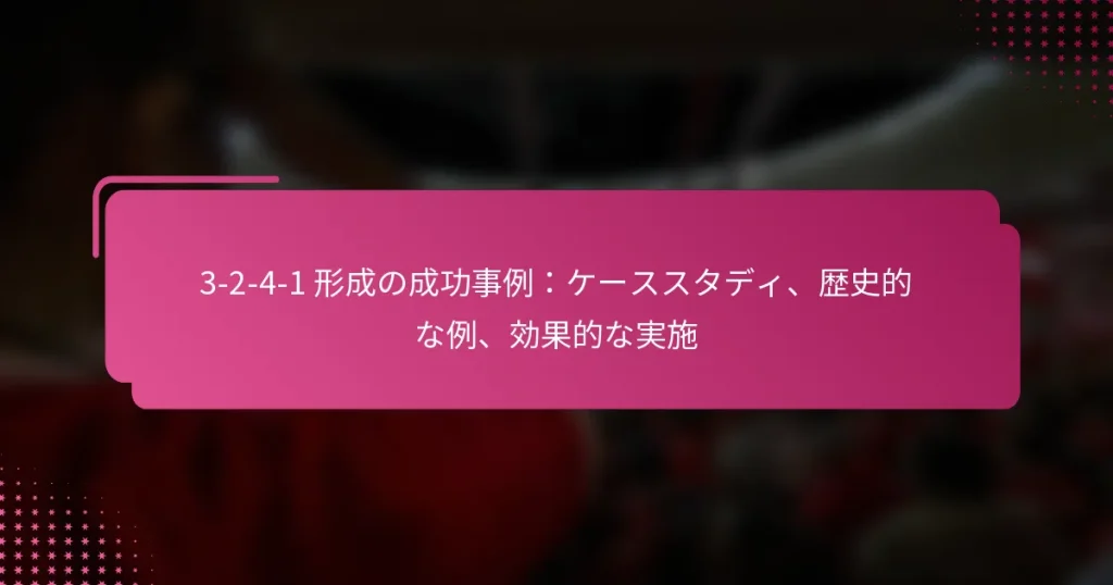 3-2-4-1 形成の成功事例:ケーススタディ、歴史的な例、効果的な実施