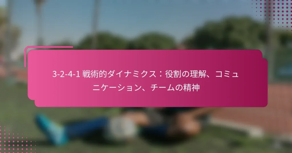 3-2-4-1 戦術的ダイナミクス：役割の理解、コミュニケーション、チームの精神