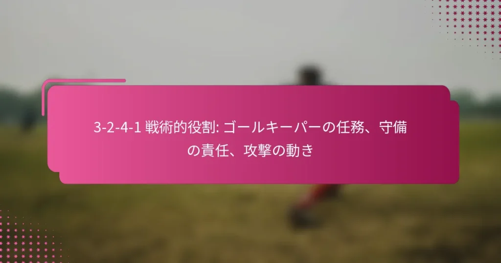 3-2-4-1 戦術的役割: ゴールキーパーの任務、守備の責任、攻撃の動き