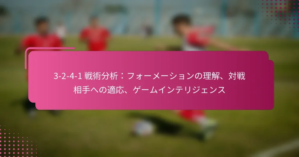 3-2-4-1 戦術分析：フォーメーションの理解、対戦相手への適応、ゲームインテリジェンス