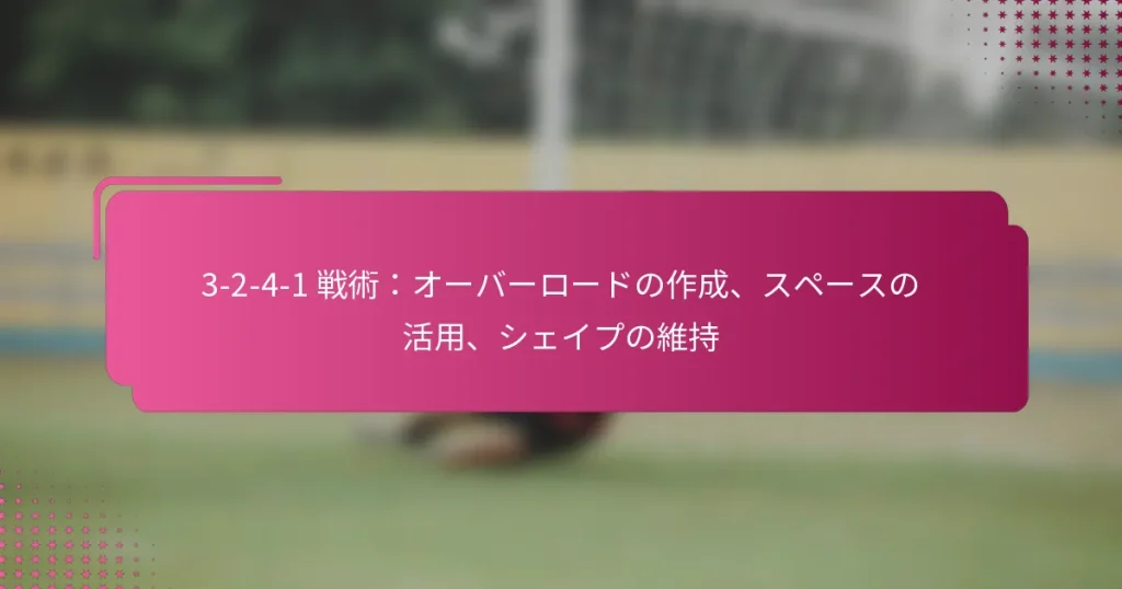 3-2-4-1 戦術:オーバーロードの作成、スペースの活用、シェイプの維持