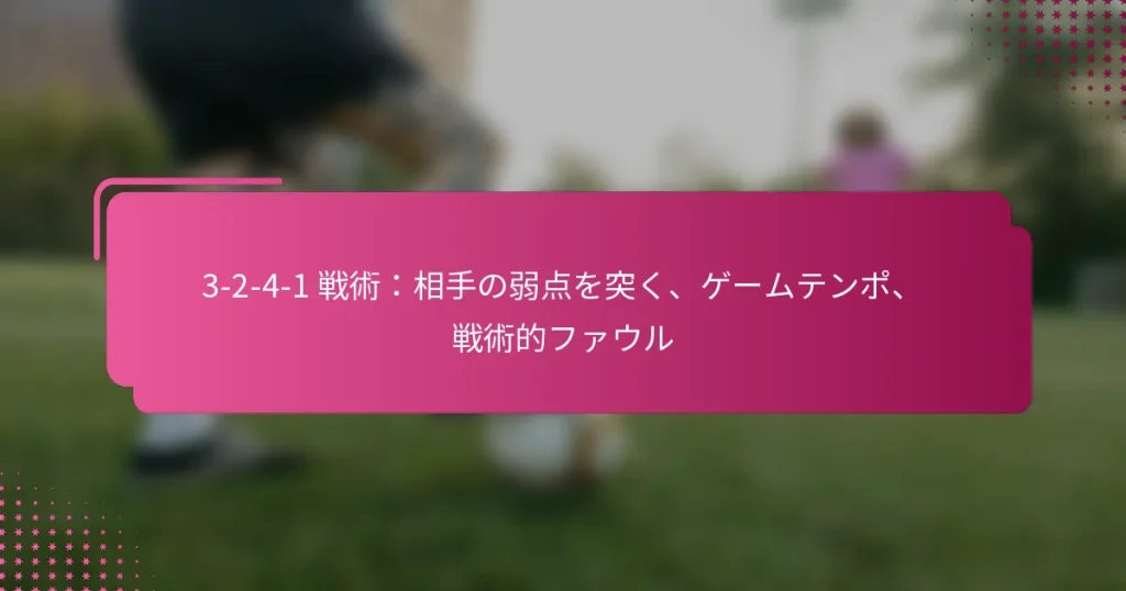 3-2-4-1 戦術：相手の弱点を突く、ゲームテンポ、戦術的ファウル