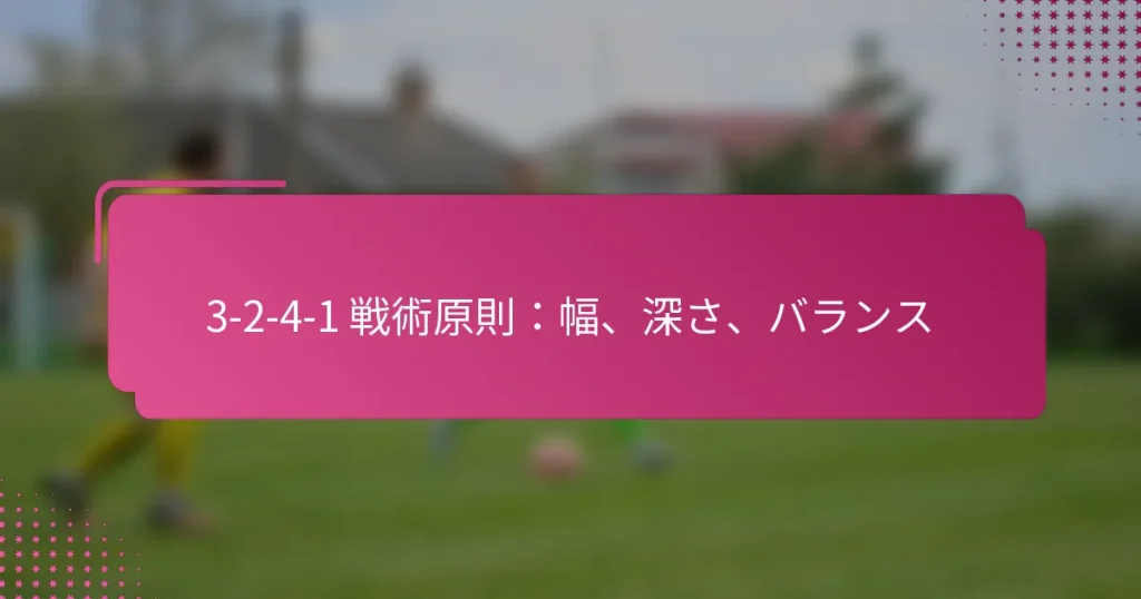 3-2-4-1 戦術原則：幅、深さ、バランス