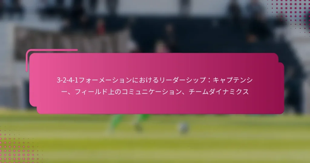 3-2-4-1フォーメーションにおけるリーダーシップ：キャプテンシー、フィールド上のコミュニケーション、チームダイナミクス