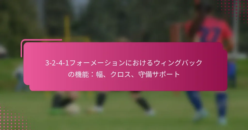 3-2-4-1フォーメーションにおけるウィングバックの機能：幅、クロス、守備サポート