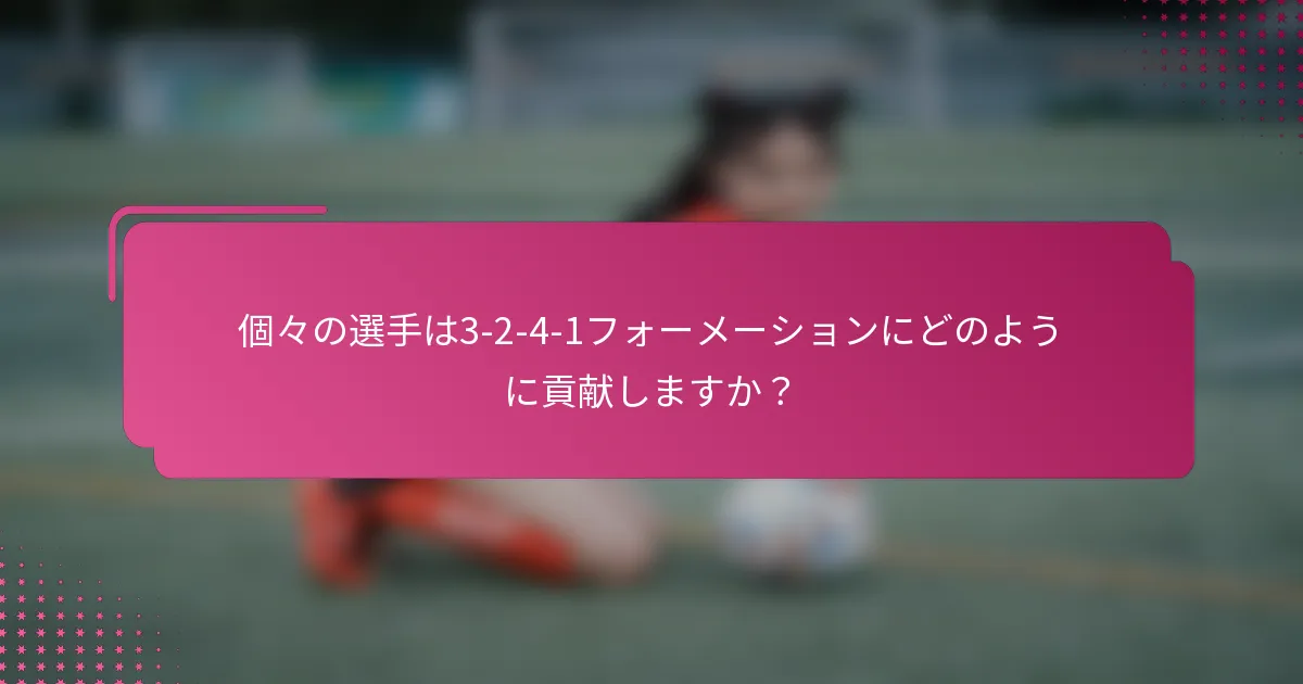 個々の選手は3-2-4-1フォーメーションにどのように貢献しますか？